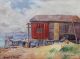 Vintage Ernest E Perry Cape Cod Ma Coastal Fishing Shack Oil Painting Nr Other photo 2