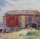Vintage Ernest E Perry Cape Cod Ma Coastal Fishing Shack Oil Painting Nr Other photo 3