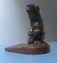 Antique Cast Iron Bronze Patina Leaping Frog On Lily Pad Metal Doorstop N/r. Other Antique Architectural photo 1