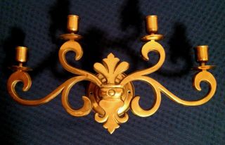 Vintage Heavy Cast Brass French Louis Xvi Empire Wall Candle Sconce Candelabra photo