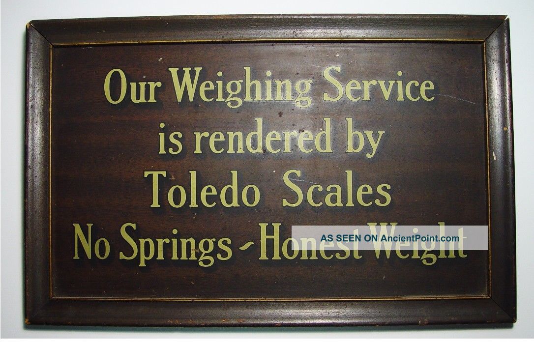 Antique 1923 Toledo Scales Advertising Framed Tin And Cardboard Framed Sign Scales photo