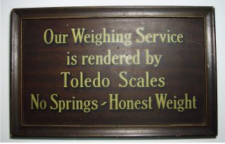 Antique 1923 Toledo Scales Advertising Framed Tin And Cardboard Framed Sign photo