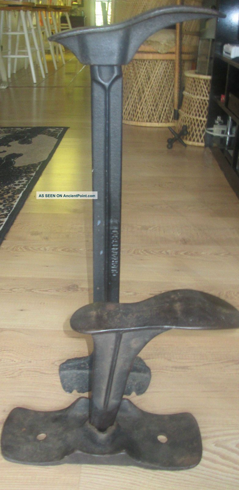 Antique Vtg.  Cast Iron Shoemaker Cobbler Stands 2 Shoe Molds Steampunk Doorstop Industrial Molds photo