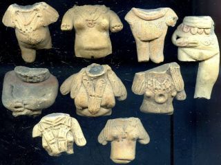 Pre - Columbian 9 Mexico Village Culture Fig.  Torsos Ca:300bc - 300ad photo