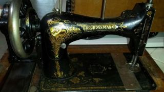 Antique Sewing Machine Frister And Rossman Hand Crank In Wooden Case photo