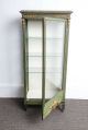 Antique Hand Painted French Display Cabinet With Gilt Work 1900 Green Wood 1900-1950 photo 1