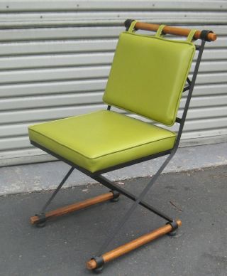 Cleo Baldon Terra Vtg Mid Century Modern Iron Oak Side Chair Eames Tony Paul Era photo