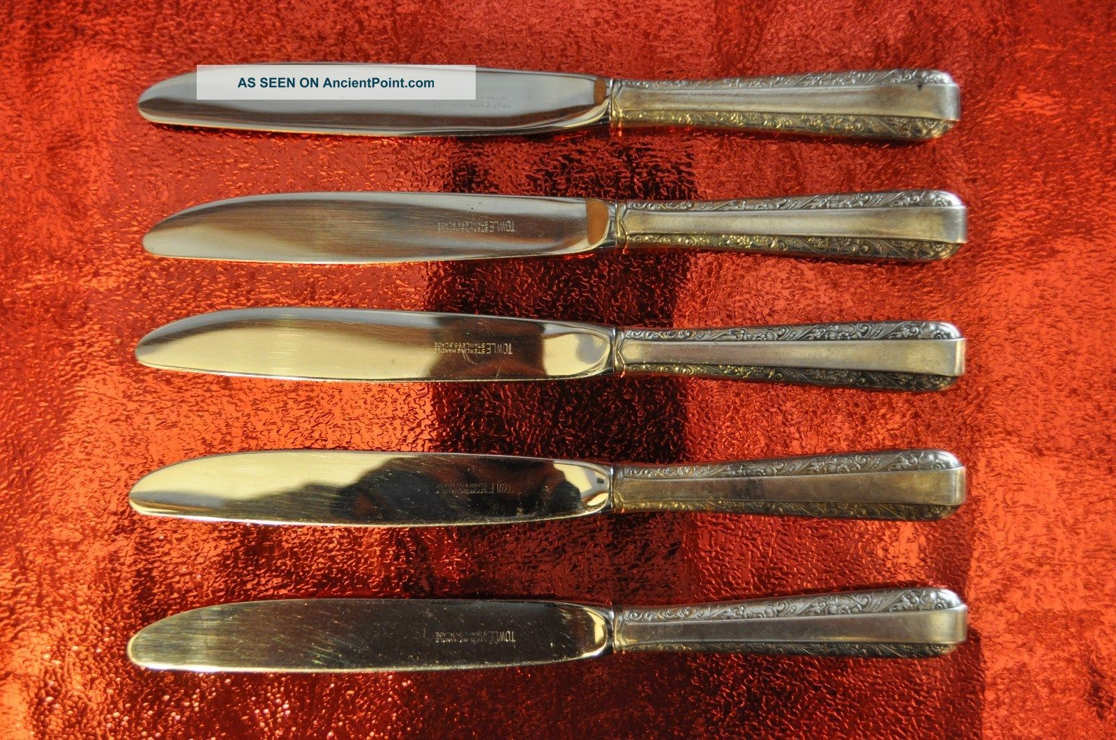 5 1934 Towle 2 Candlelight Sterling Silver 4 Dinner Knives 8.  5 Inch Flatware & Silverware photo