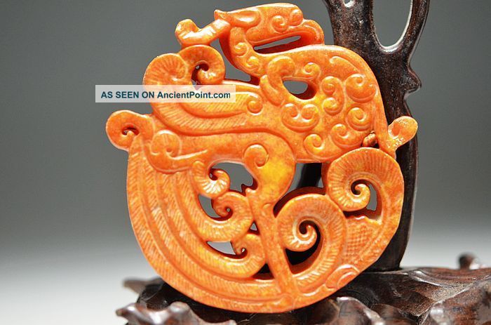 Delicate Chinese Old Jade Hand Carved Hollow Out Pendant - - - Fly Beast Ok4 Necklaces & Pendants photo