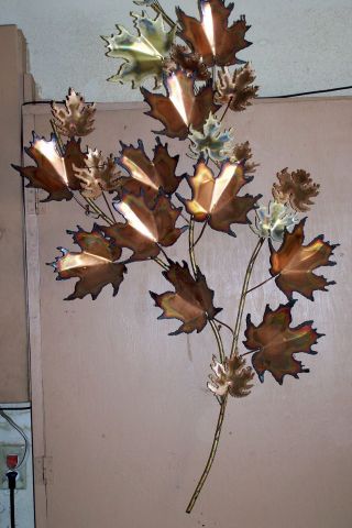 Mid Century Modern Curtis Jere Metal Sculpture Copper Leaves photo