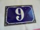 French Blue & White House Gate Number Awesome 9 Or 6 Porcelain Enamel Solid Signs photo 1