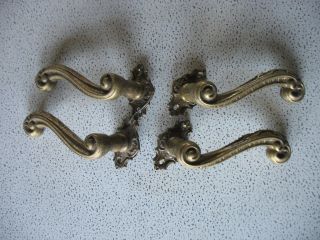 4 Antique Solid Brass Lever Door Handles Old & Heavy Possibly Guerin Hardware photo