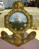 1800s Sailors Valentine Victorian Sea Shell Art Ship Bubble Glass Anchor Frame Portholes photo 4