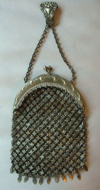 Antique Victorian Gold T Fancy French Floral Chain Mail Mesh Chatelaine Purse photo