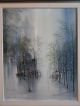 Vtg American Modernist Old Quebec Cityscape Painting Signed Petridis Mid-Century Modernism photo 1