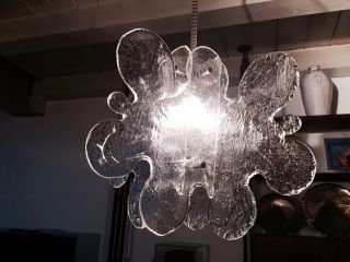 Rare 60s Mazzega Murano Glass Chandelier Ceiling Lamp Mid Century Modern Design photo