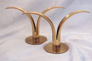 Vintage Mid Century Pair - Ystad Metall - Brass Lily Candle Holders - Art Deco - Sweden photo