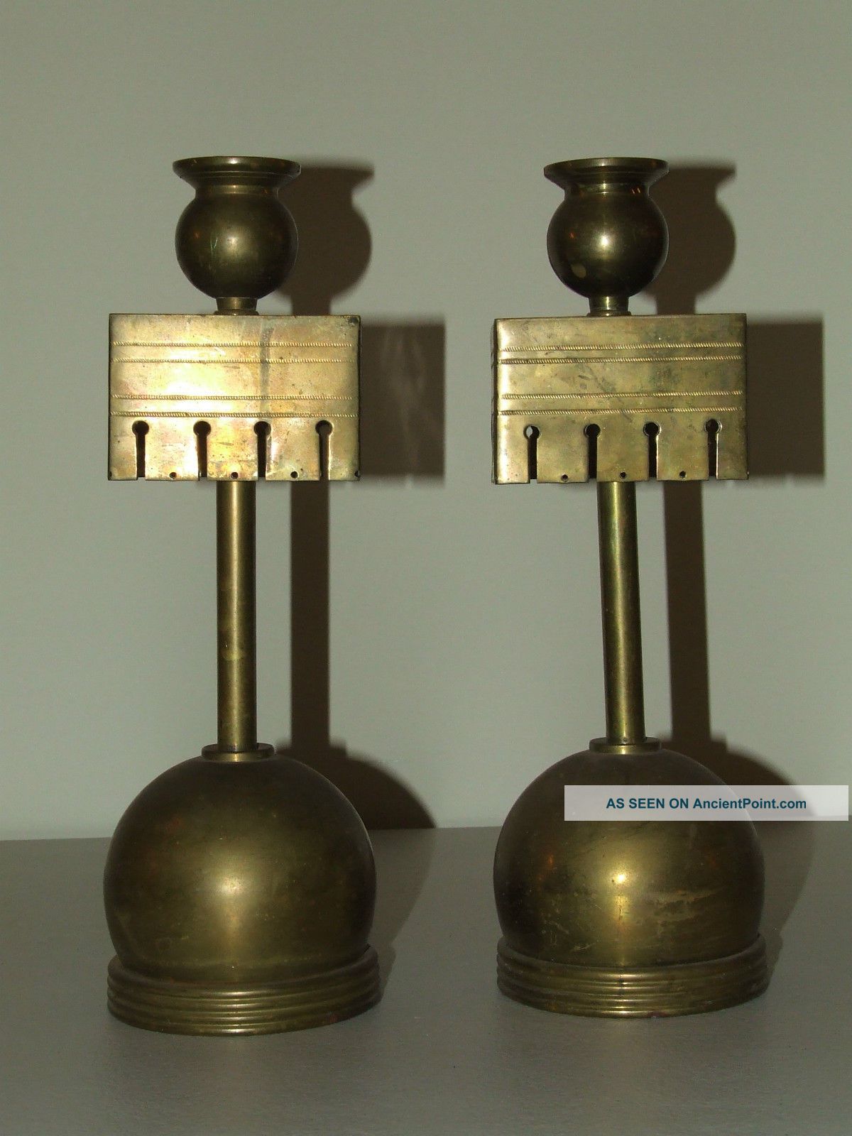 Antique Brass Art Deco Candlesticks Candle Holders Art Deco photo