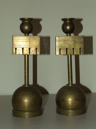 Antique Brass Art Deco Candlesticks Candle Holders photo