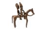 Antique Rare African Tribal Dogon Cast Bronze Horse Riding Duo Sculptures & Statues photo 3