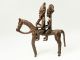 Antique Rare African Tribal Dogon Cast Bronze Horse Riding Duo Sculptures & Statues photo 6