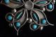 Antique Native American Navajo Sterling Silver & Turquoise Brooch And Ring Native American photo 2