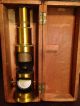 Antique Brass Portable Field Microscope Org Wooden Case Bonus Slides Microscopes & Lab Equipment photo 1