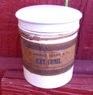 Antique,  C1880 - 90 Pharmacy/chemist/apothecary Prescription Ointment Jar Pot Lid photo