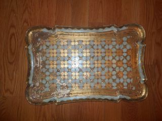 Vintage Italian Florentine Large Rich Gold Tole Wood Tray Florence Italy photo