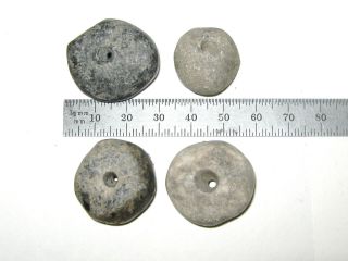Pre - Columbian,  Mexico 4 Bi - Conical Stone Beads All Approx 20mm X 5mm 1b photo