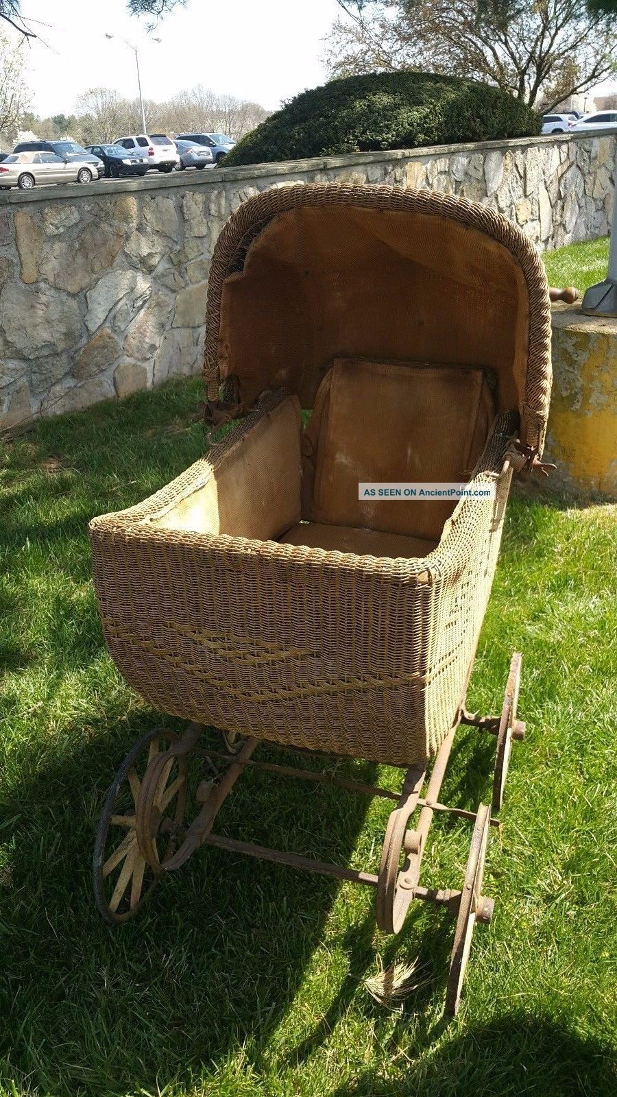 Antique Vg Heywood Wakefield Rattan Wicker Baby Pram Carriage Buggy Baby Carriages & Buggies photo