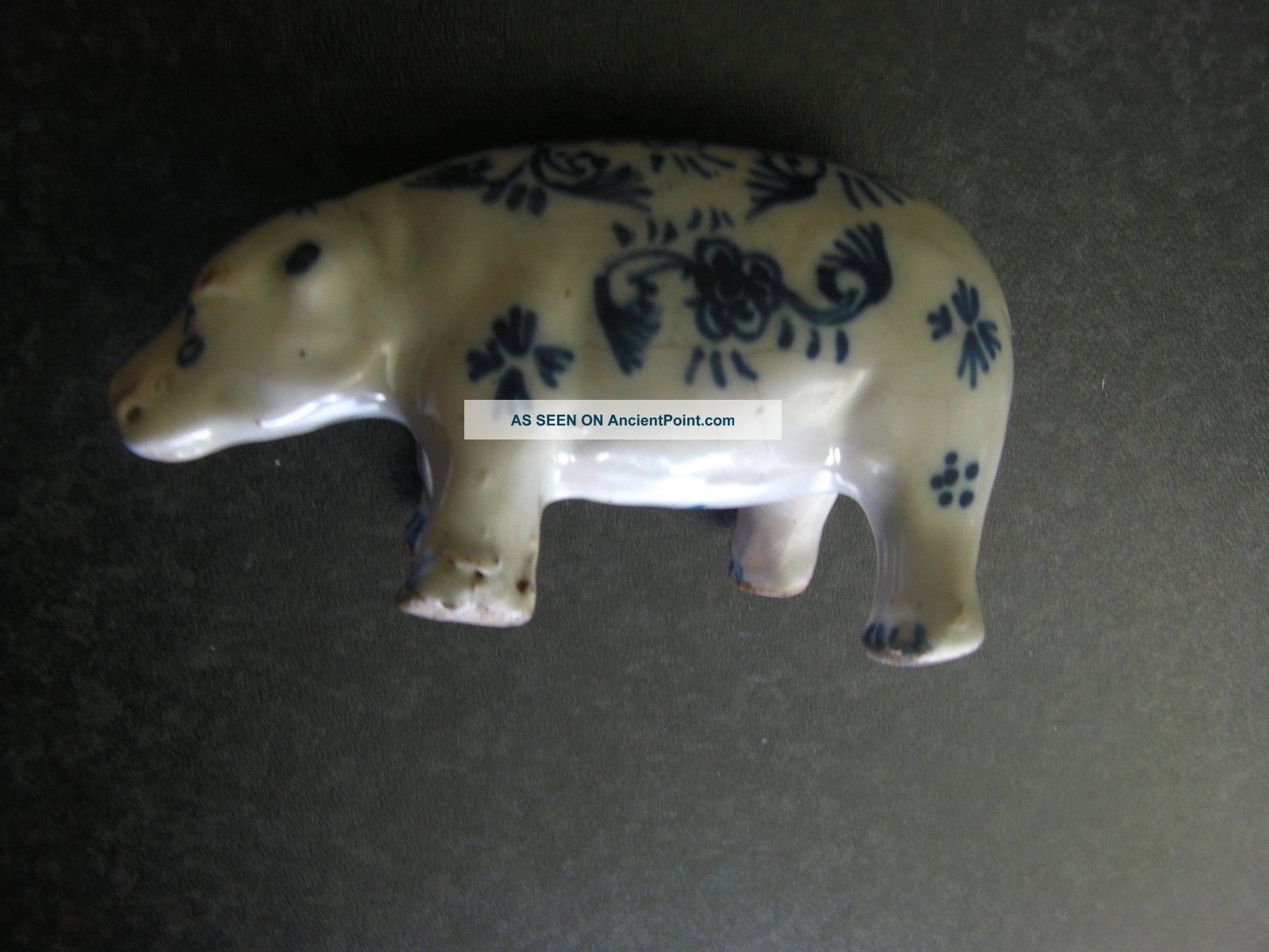 Vintage/antique Porcelain Hippo Animal Figurine,  Marked But Dont Know Mark. African photo