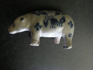Vintage/antique Porcelain Hippo Animal Figurine,  Marked But Dont Know Mark. photo