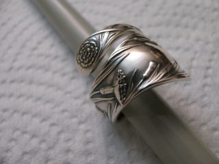 Antique Sterling Silver Spoon Ring Carnation Sz.  6 3/4 - 7 photo
