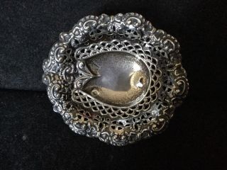 Antique English Silver Ornate And Pretty Pin/trinket Dish Hallmark Chester 1908 photo