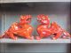 China Nephrite Red Jade Pair Evil Spirit Beast Kylin Dragon Statue Luck Reproductions photo 1