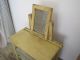 Old Primitive Mustard Green Paint Wood Doll Dresser Two Drawers Mirror Primitives photo 9