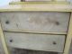 Old Primitive Mustard Green Paint Wood Doll Dresser Two Drawers Mirror Primitives photo 1