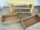 Old Primitive Mustard Green Paint Wood Doll Dresser Two Drawers Mirror Primitives photo 6