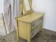 Old Primitive Mustard Green Paint Wood Doll Dresser Two Drawers Mirror Primitives photo 8