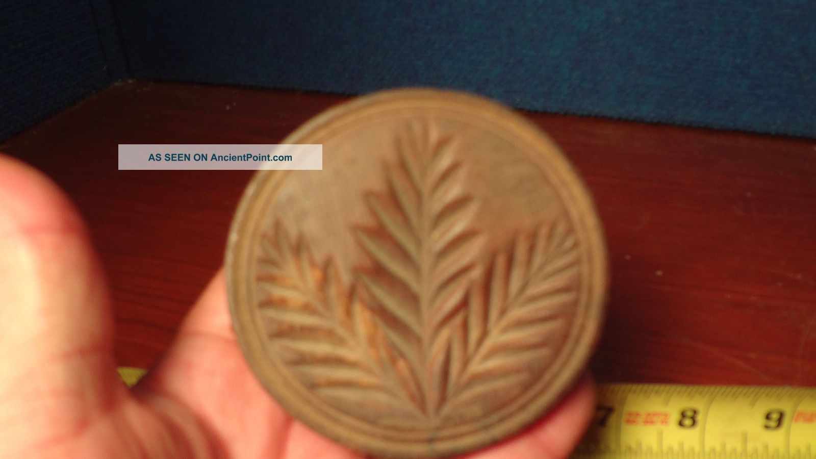 Antique Carved Butter Stamp Butter Print Butter Mold 2 Primitives photo