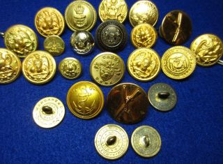 Antique Military Buttons Navy Cadet Gaunt Paris Shaw Patterson Extra Rich Gilt photo