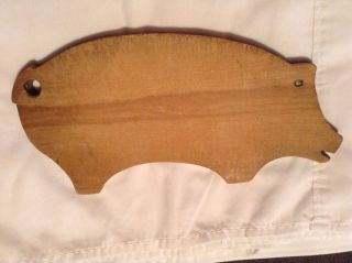 Vintage Wooden Primitive Pig Cutting Board Well Loved & photo