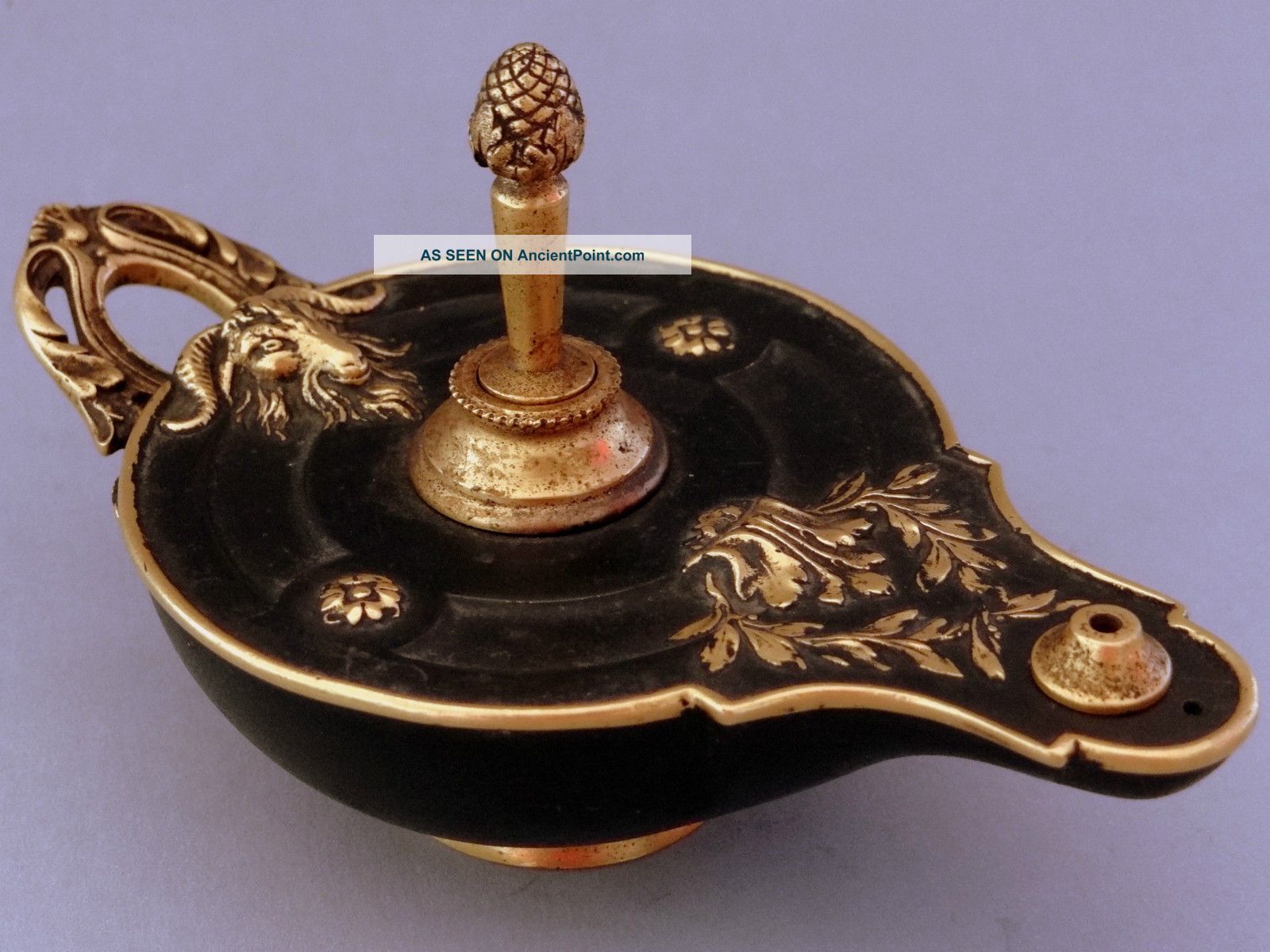 Rare Christofle Bronze Lamp Empire Candle Stick Dark Patina Signed Dinanderie Metalware photo