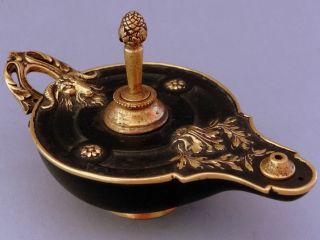 Rare Christofle Bronze Lamp Empire Candle Stick Dark Patina Signed Dinanderie photo