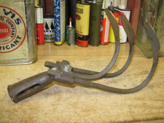 Vintage Hand Culitvator 3 Tine Claw Garden Old Farm Tool Antique Rusted Steel photo