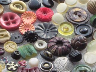 Sm - Med 114pc 1930s Wafers Tight Tops Shapes Antique Vintage Celluloid Buttons photo