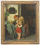 Antique Friedrich Pondel German Genre Oil Painting Grandmother & Child Sewing Nr Other Antique Sewing photo 1