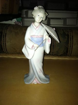 Vintage Porcelain Kpm Berlin Germany Japanese With Umbrella Figurine No Cracks photo