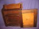 Antique Vtg Walnut Wood Medicine Cabinet County Mirror Cupboard Metal Towel Bar Post-1950 photo 5
